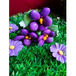 Bouquet Saint Valentin violettes dragées chocolat prairie