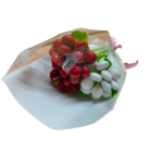 Bouquet Saint Valentin pivoines dragées chocolat