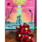 Bouquet Saint Valentin marguerites rouges dragées chocolat amour coucher de soleil
