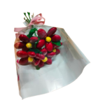 Bouquet Saint Valentin marguerites rouges dragées chocolat