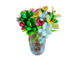 Vase garden bouquet frésias abeilles dragées chocolat