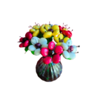Vase vintage bouquet coquelicots anémones dragées chocolat