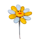 Fleur Smiley blanc et une couleur dragées chocolat