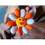 Fleur Smiley blanc et orange dragées chocolat 5
