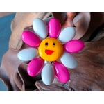 Fleur Smiley blanc et rose dragées chocolat 6