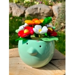 Vase oiseau fleurs dragées chocolat face zoom