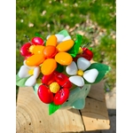 Vase oiseau fleurs dragées chocolat dessus