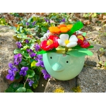 Vase oiseau fleurs dragées chocolat prairie zoom