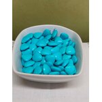 Dragées coeur chocolat lait couleur bleu turquoise coupelle