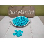 Dragées coeur chocolat lait couleur bleu turquoise mariage