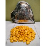 Dragées coeur chocolat lait couleur jaune or détail