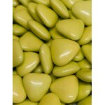 Dragées coeur chocolat lait couleur vert anis