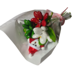 Mini bouquet Père Noël 3 frésias dragées chocolat 64g