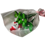 Mini bouquet Père Noël 3 marguerites vertes dragées chocolat 46g