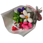 Mini bouquet Père Noël marguerite rose violette frésia dragées chocolat 62g