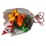 Mini bouquet Père Noël marguerite tournesol frésia dragées chocolat 57g