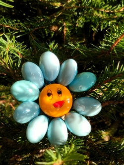 Fleur Smiley bleu dragées chocolat 7