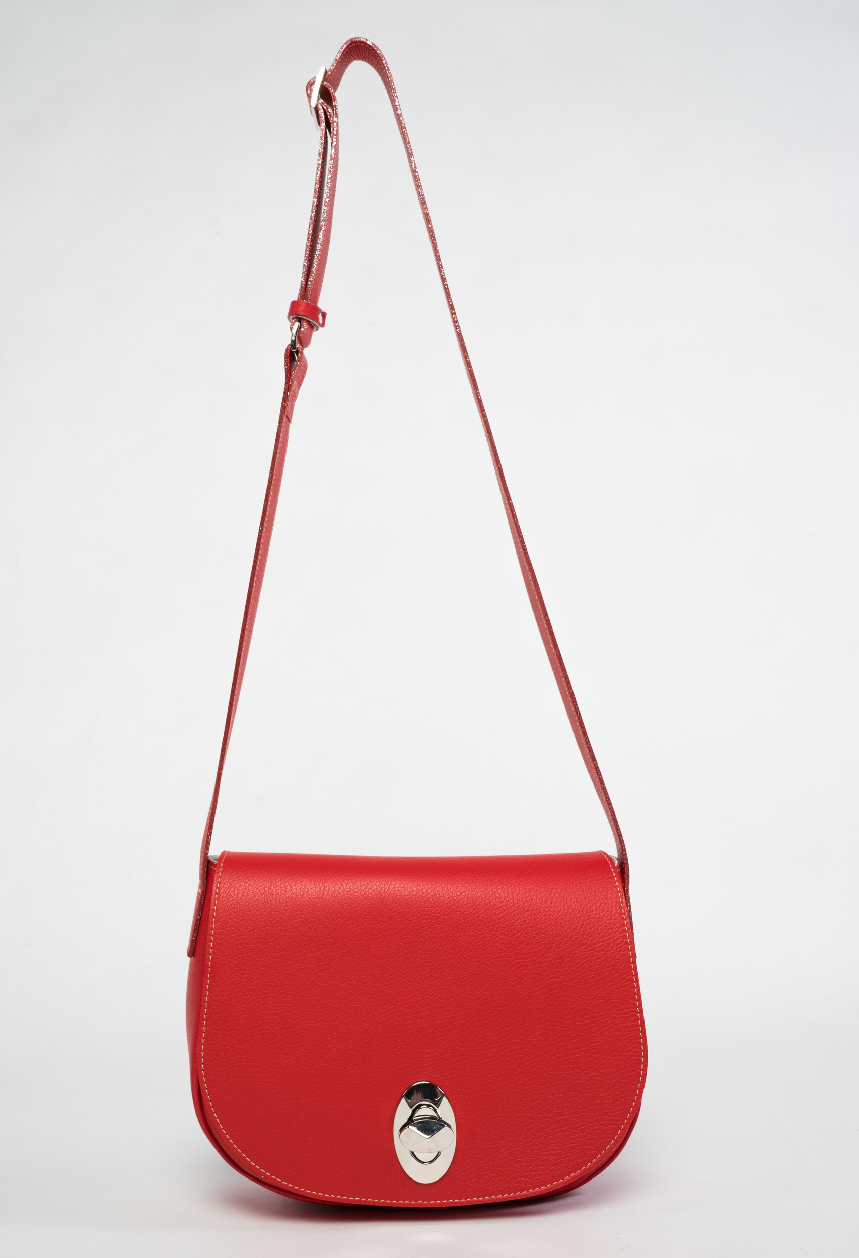 Sac besace rouge en cuir pour femme