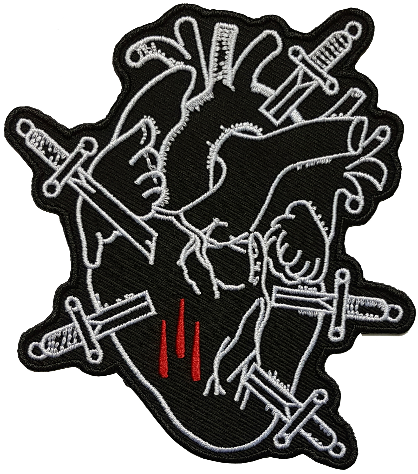 Grand Patch Thermocollant Coeur Noir Épées