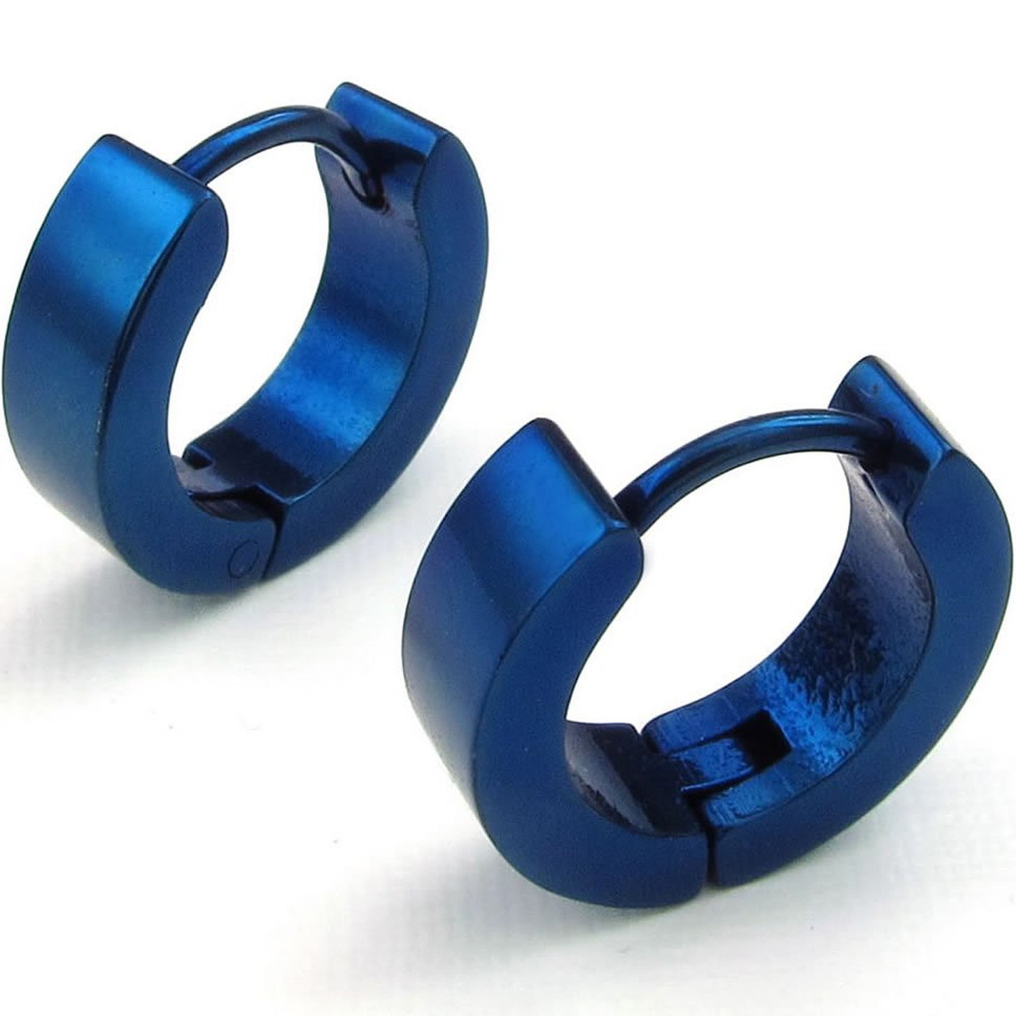 Boucles doreilles acier inoxydable anneaux créoles bleu 2