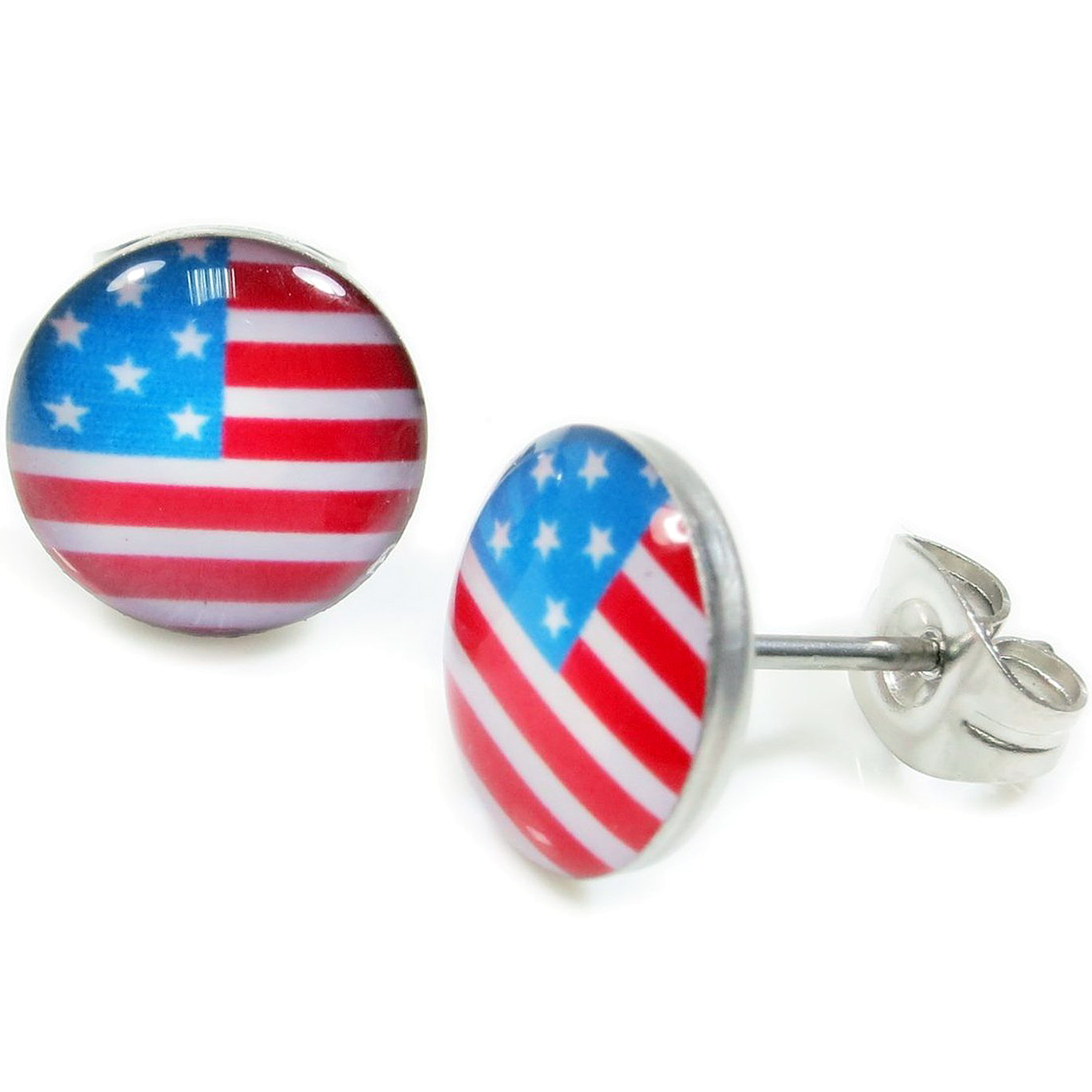 Boucles d'Oreilles Clous Drapeau des États-Unis acier inoxydable US USA