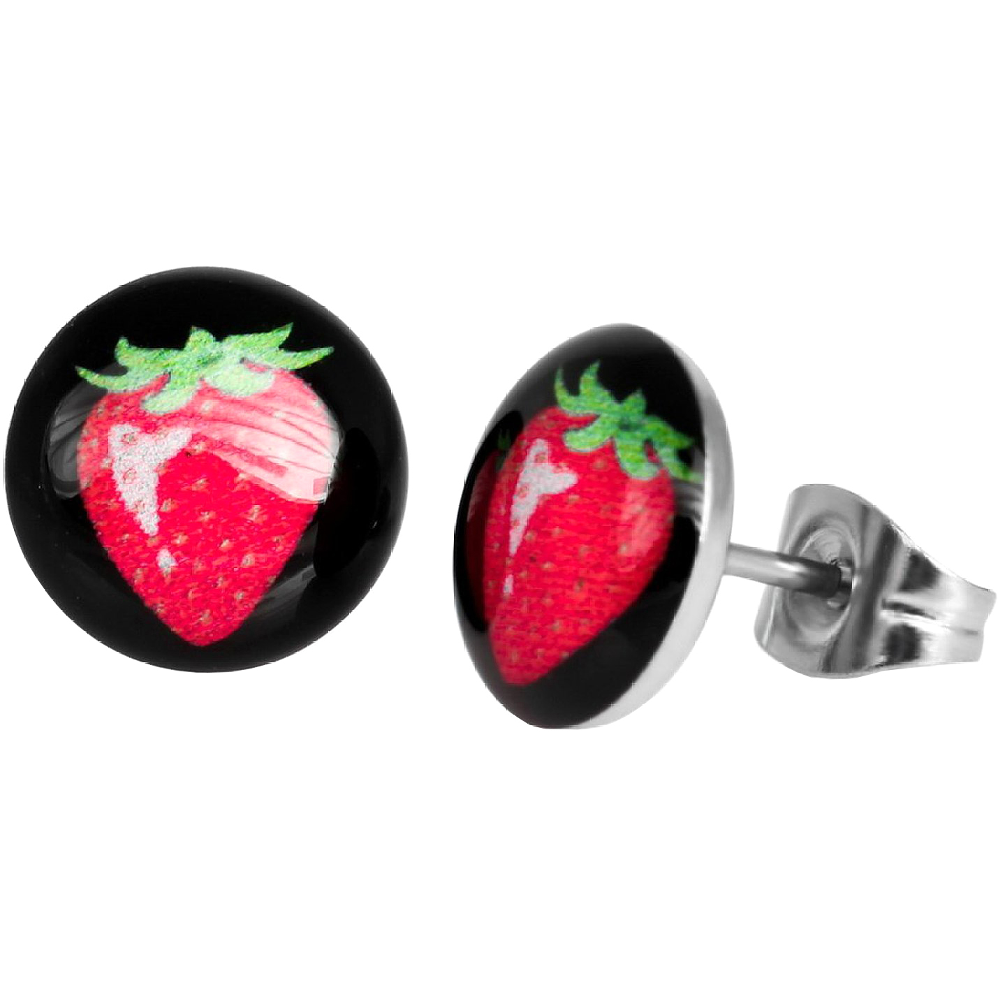 Boucles d'oreille clous acier inoxydable fraise 1