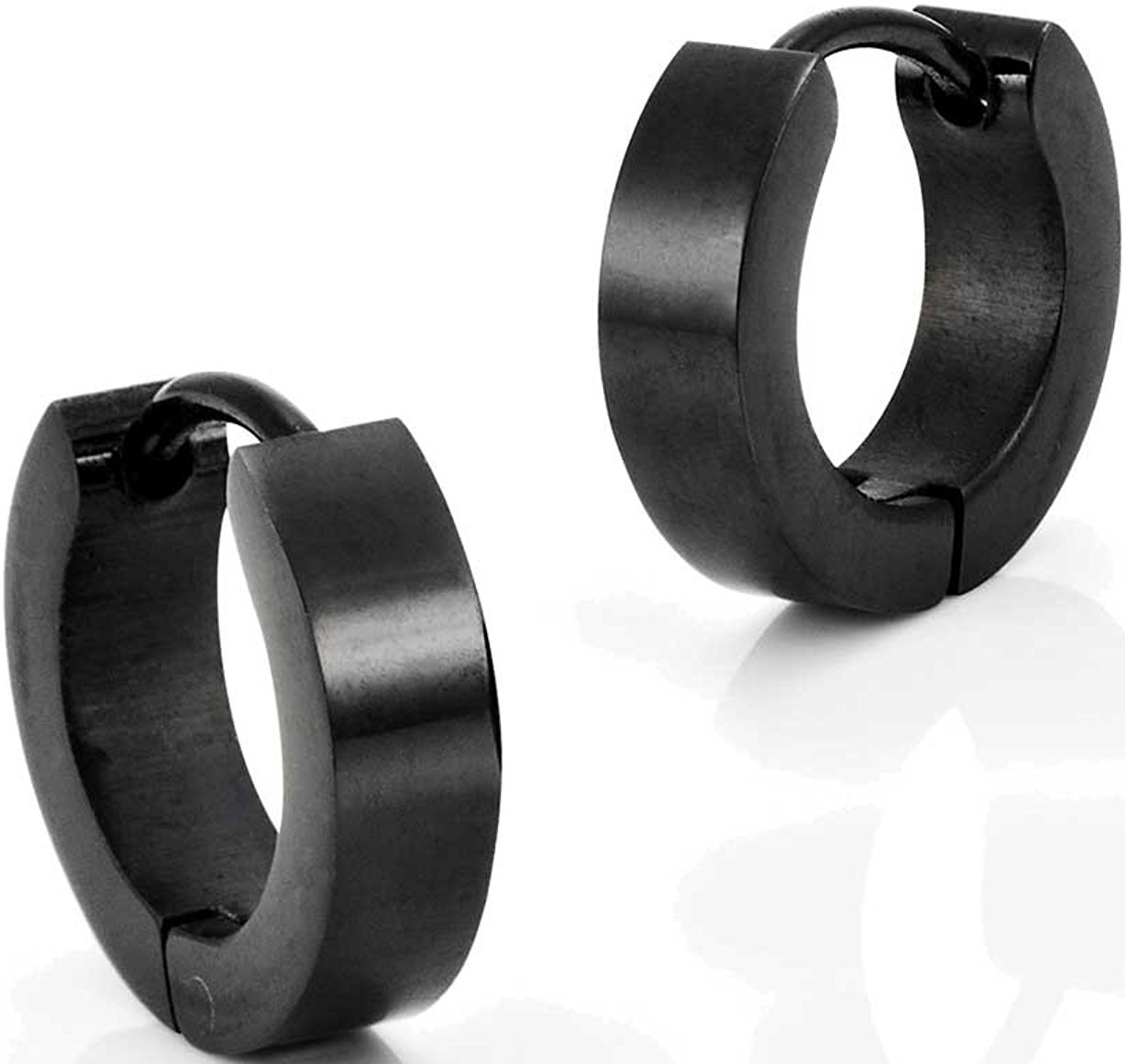 Boucles doreilles acier inoxydable anneaux créoles noir 3