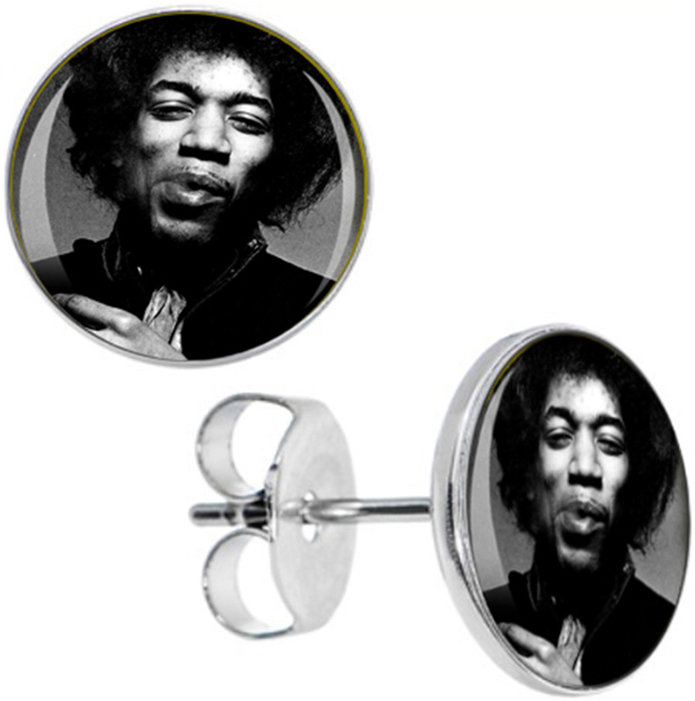 Boucles d'Oreilles Clous Jimi Hendrix en Acier Inoxydable rock guitariste chanteur
