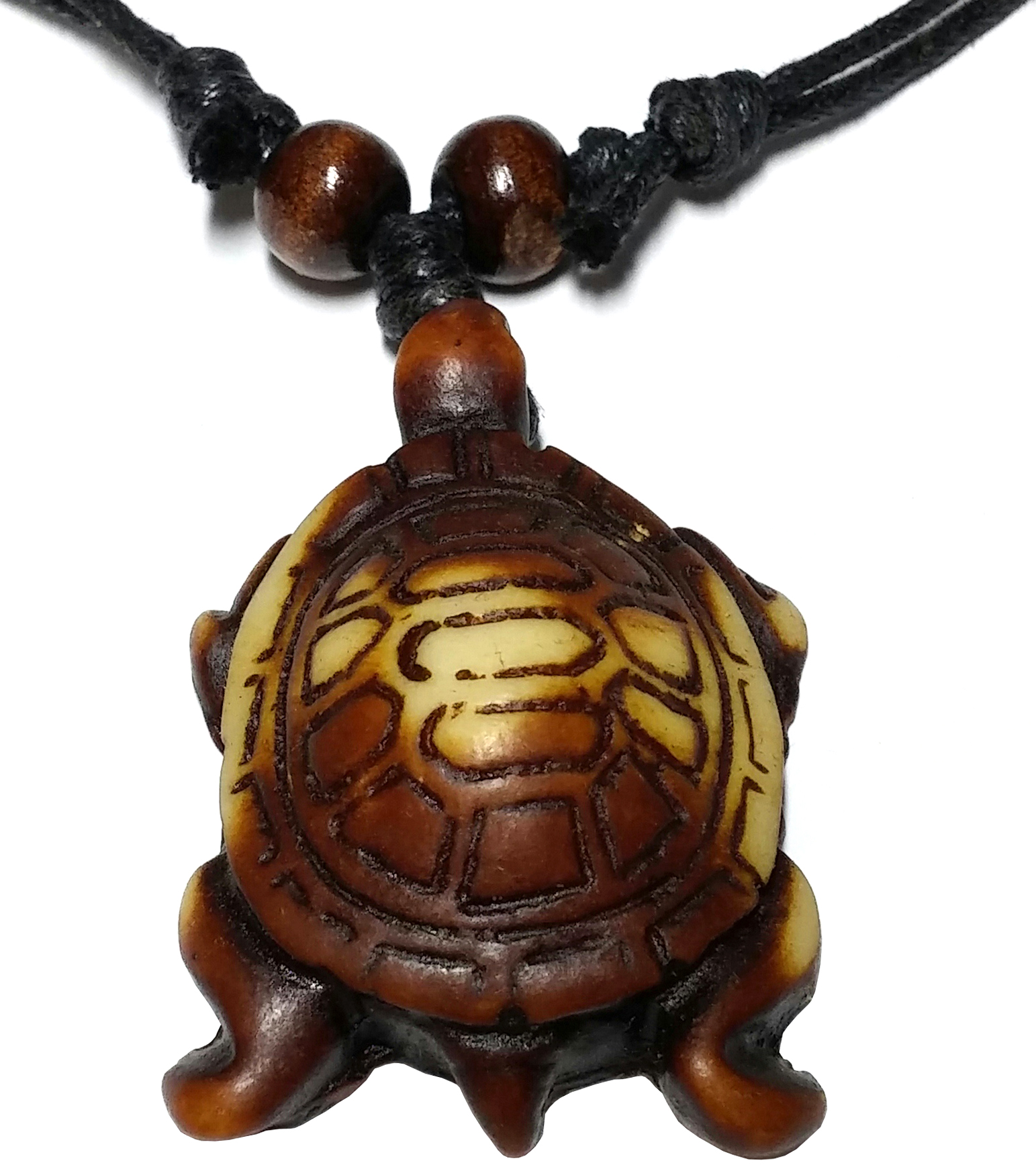 Collier pendentif tortue marron écaile espacés 2