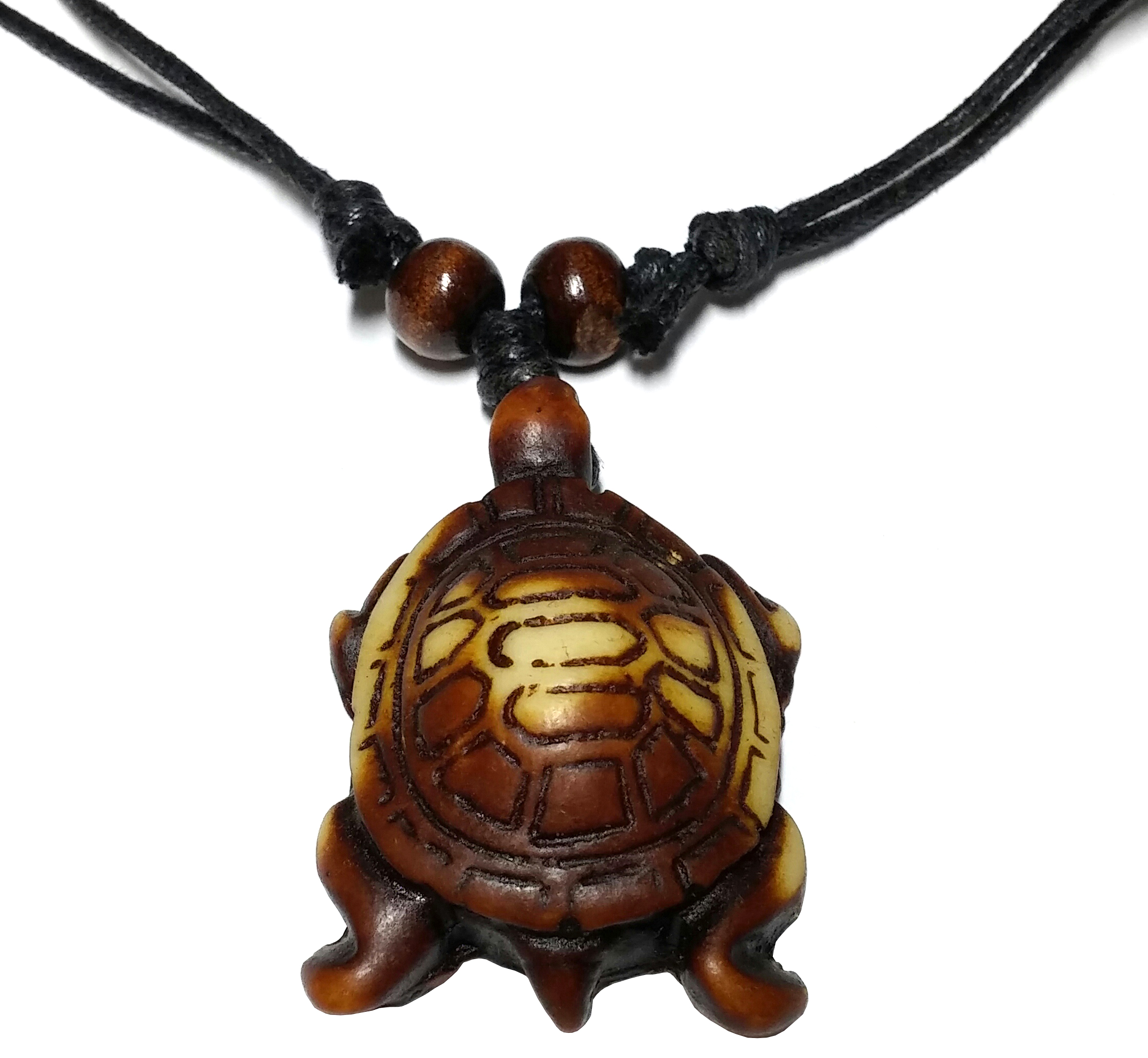 Collier pendentif tortue marron écaile espacés 1
