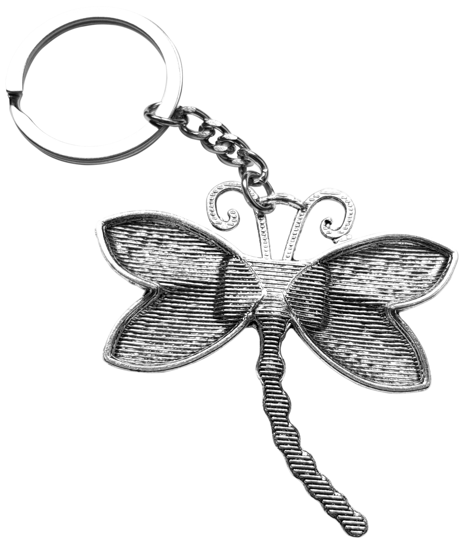 Porte clé en métal libellule stylisée dessous