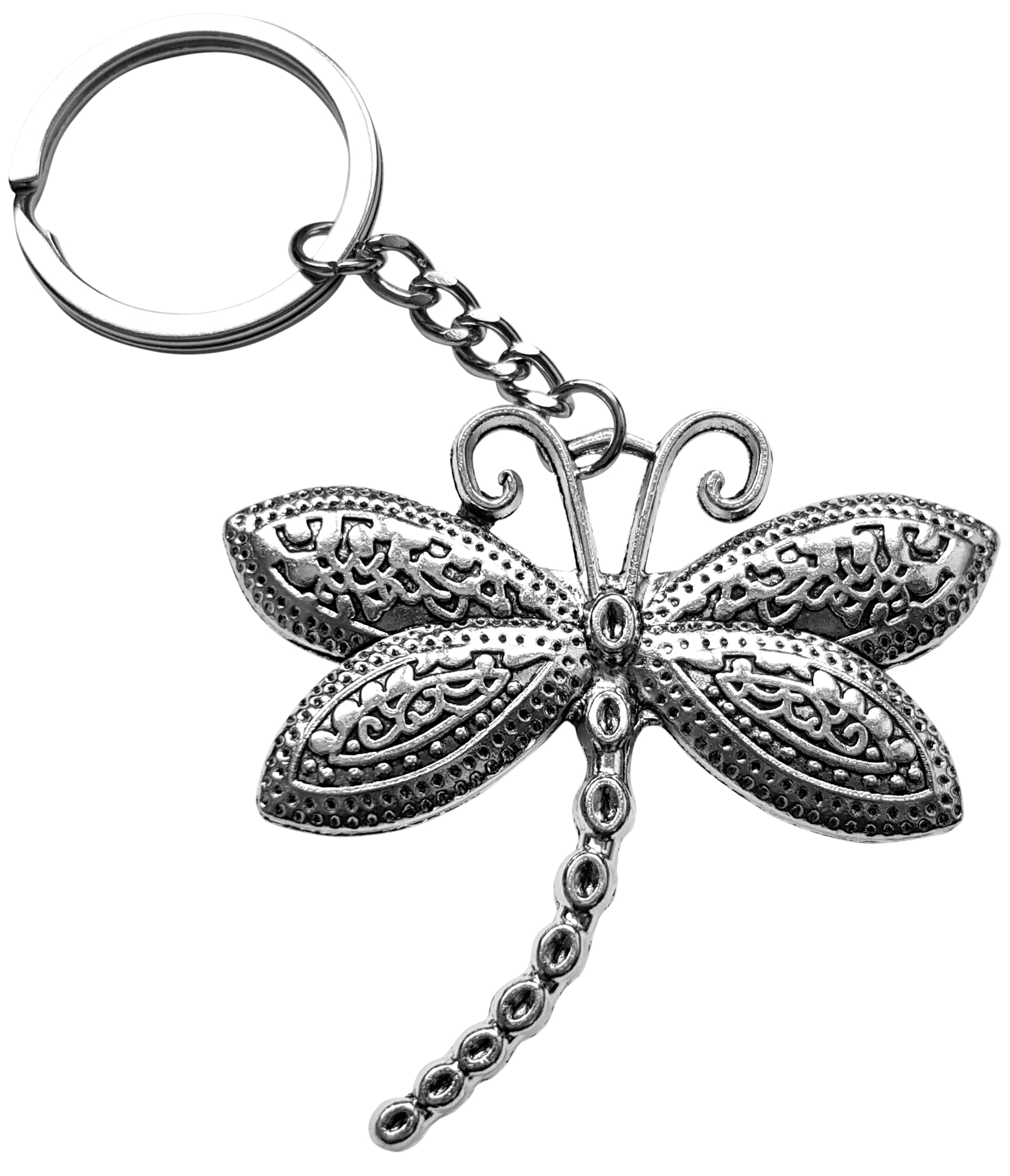 Porte clé en métal libellule stylisée