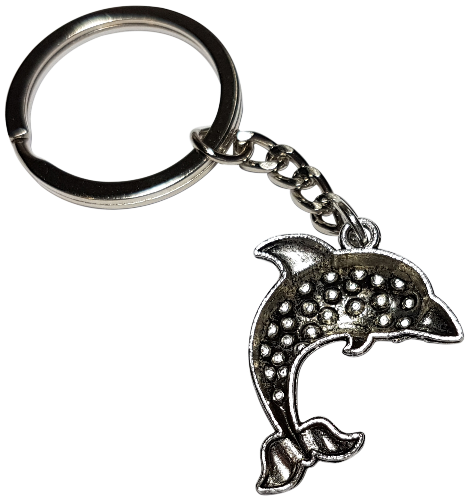 Porte clé métal dauphin stylisé dessous
