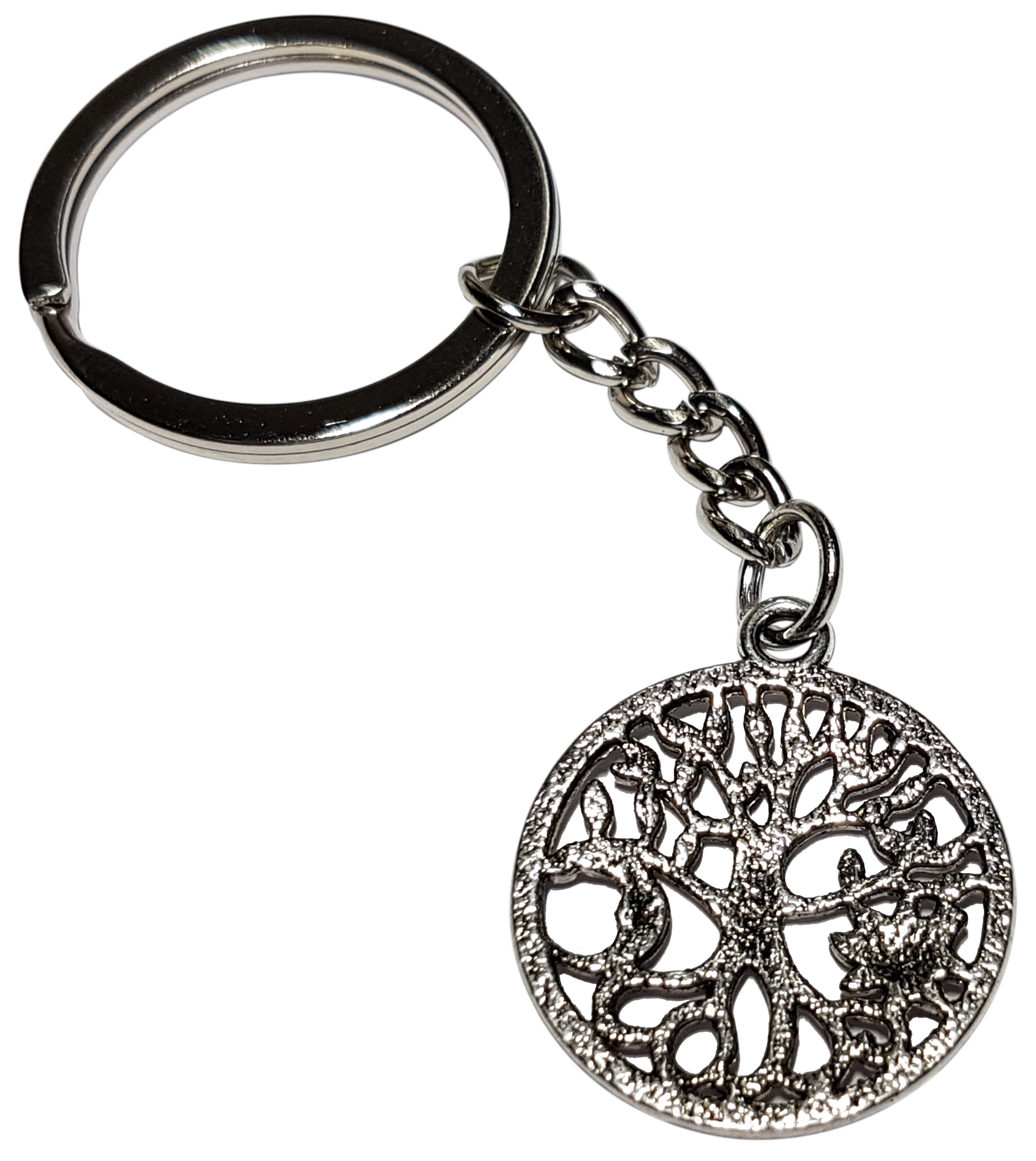 Porte clé métal arbre de vie soleil et lune stylisé dessous