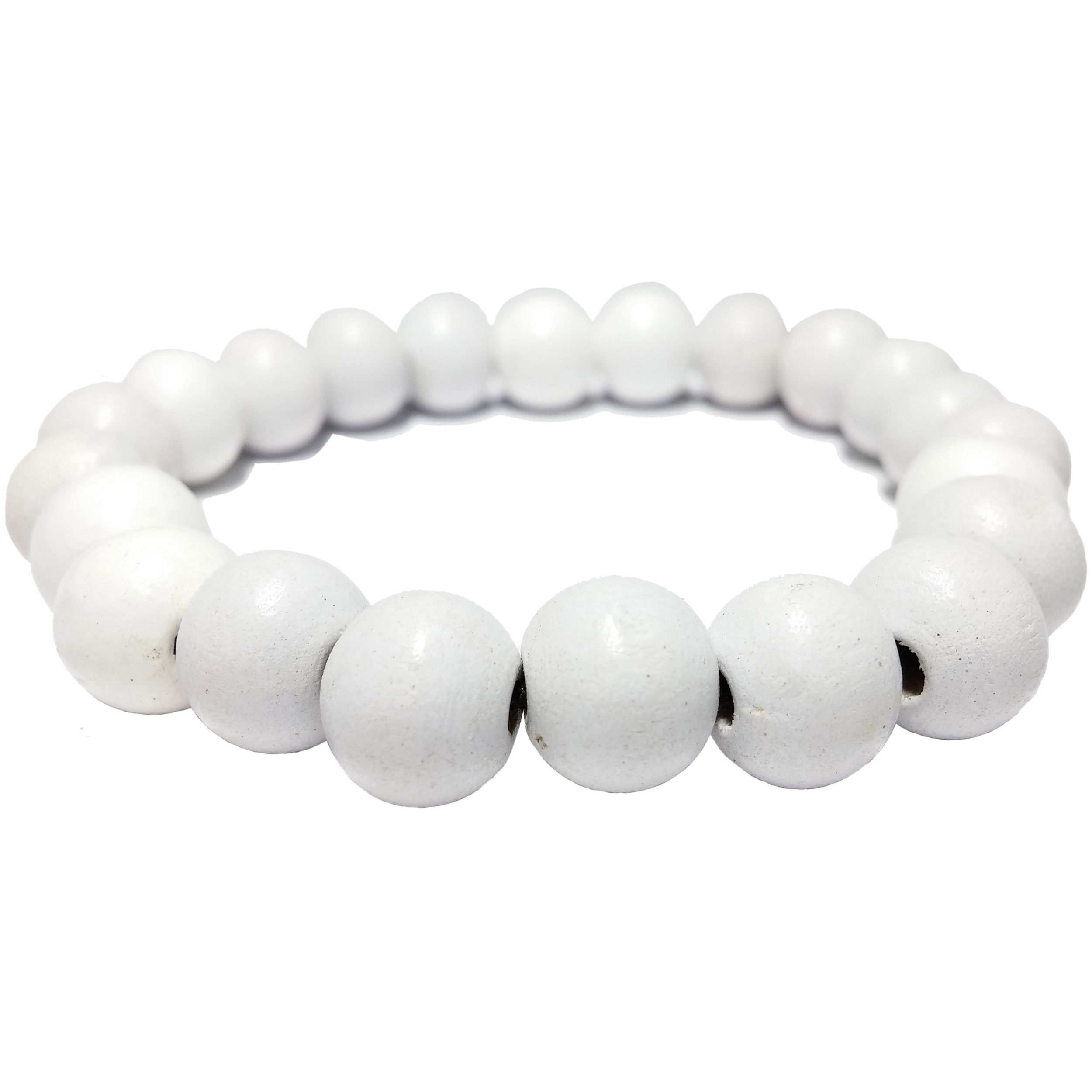 Bracelet Extensible Perles de Bois Blanc