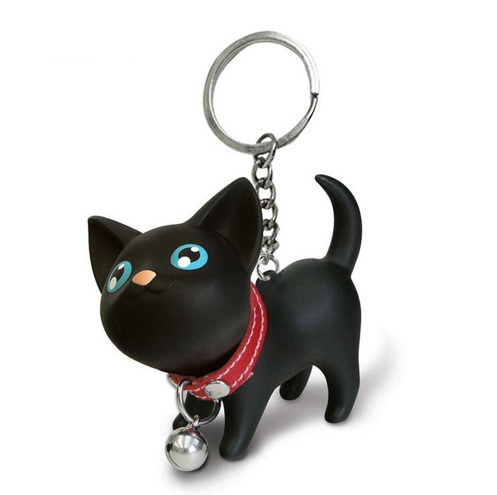 Porte clé plastique sac chat noir