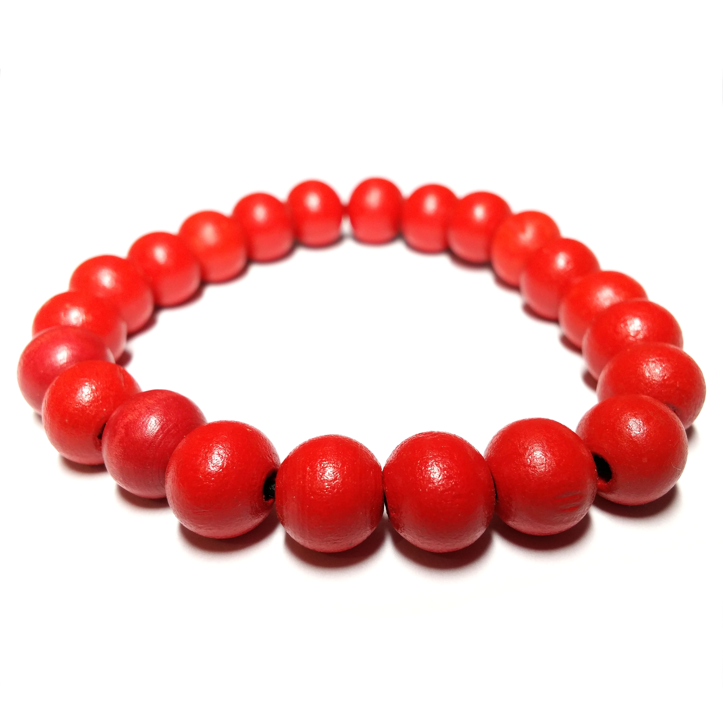 Bracelet Bois Perles Rouge 2