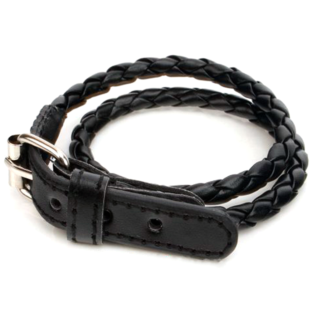 Bracelet Cuir PU Tressé Noir