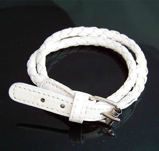 Bracelet Cuir PU Tressé Blanc 2