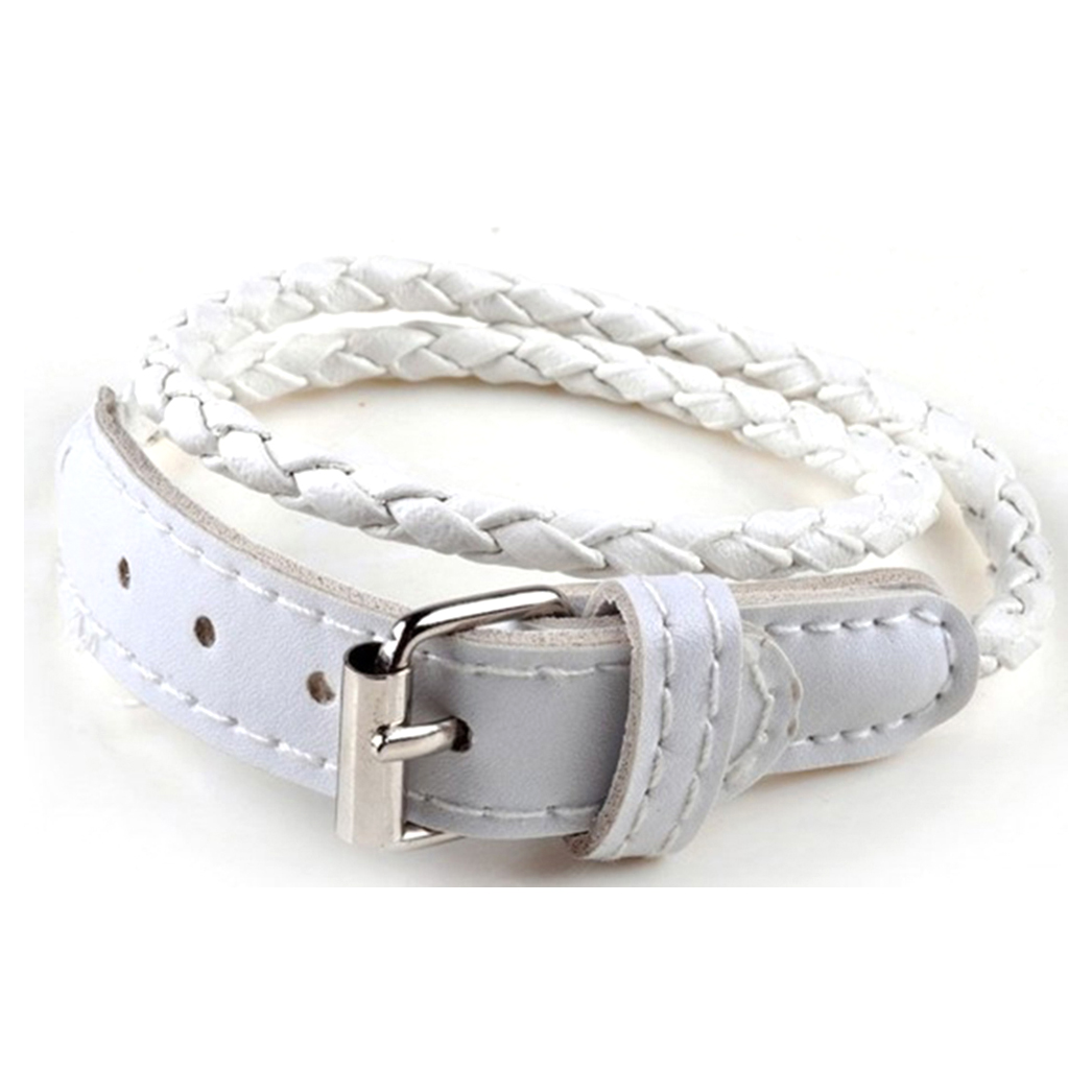 Bracelet Cuir PU Tressé Blanc