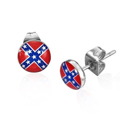 Boucles d'Oreille Clous Puces Acier Inoxydable Drapeau Confédéré