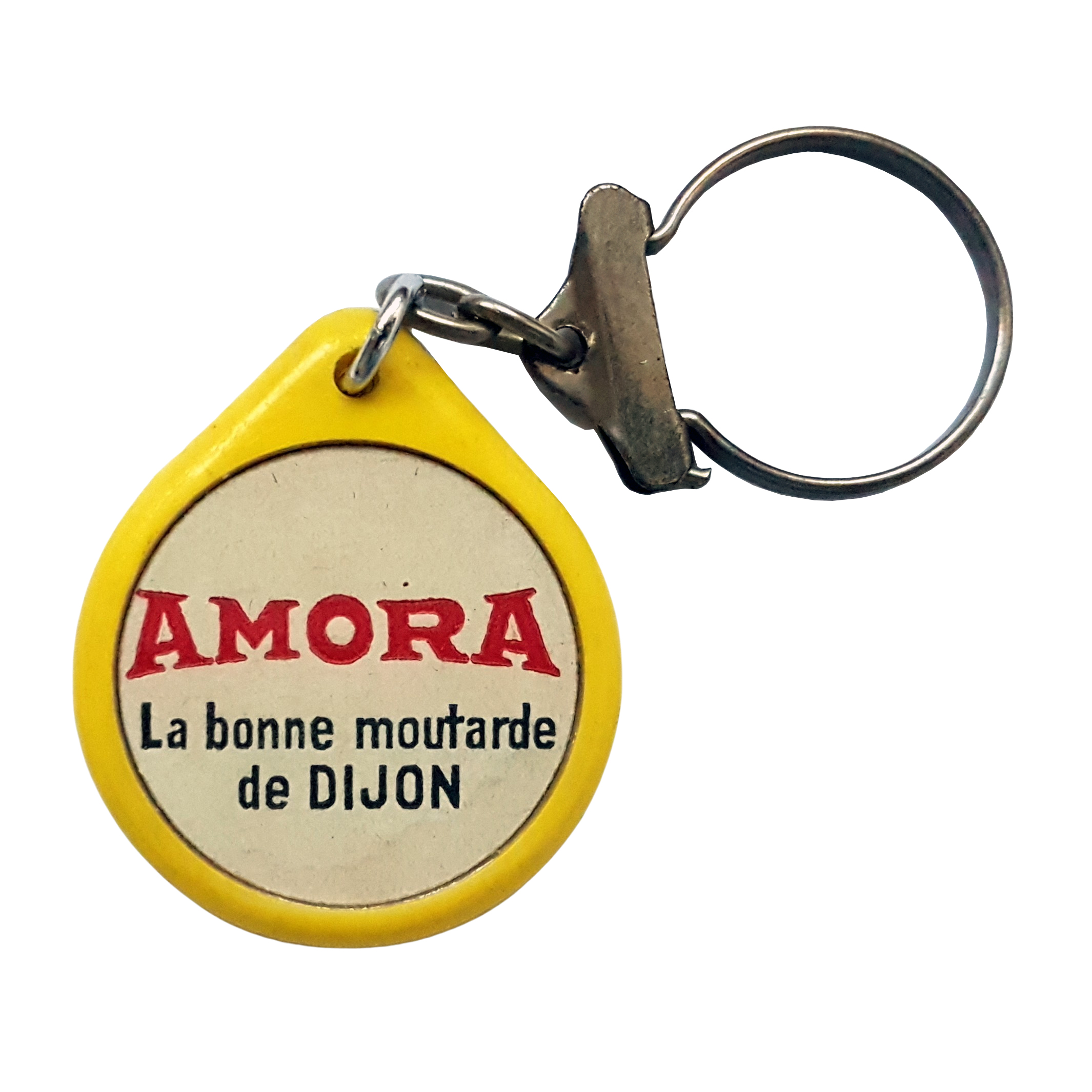 Porte clé vintage en plastique amora la bonne moutarde de Dijon 1