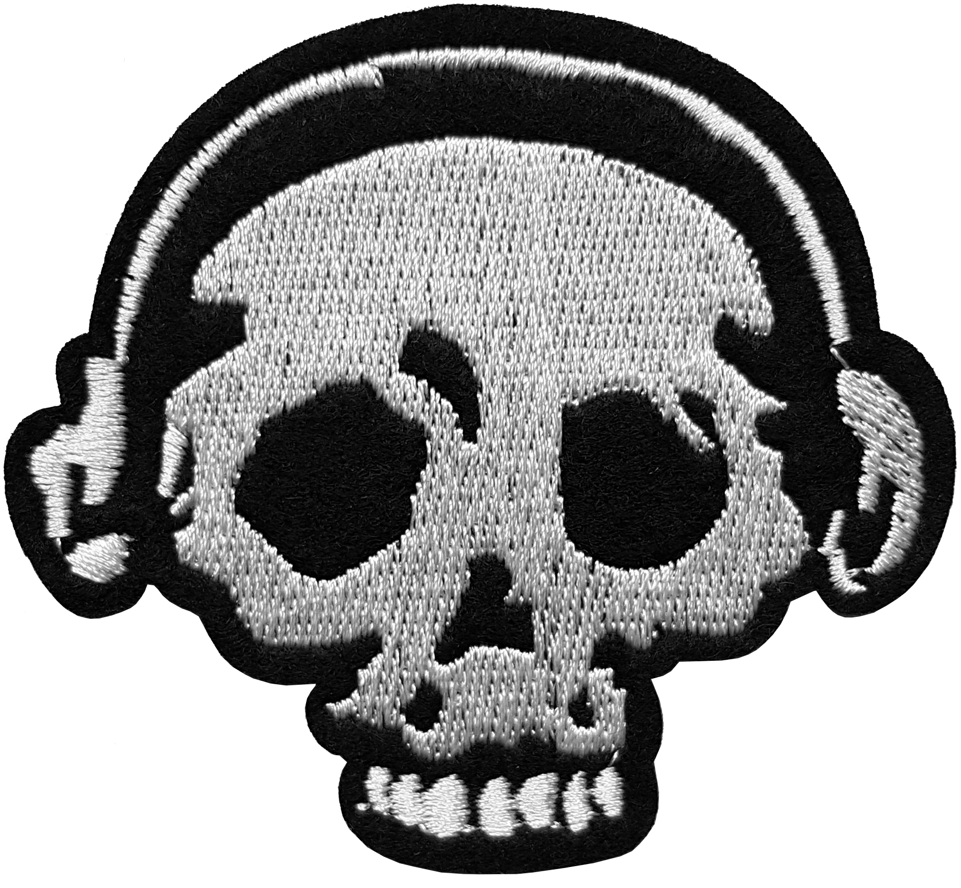 Patch écusson thermocollant écusson  tête de mort casque audio skull crane