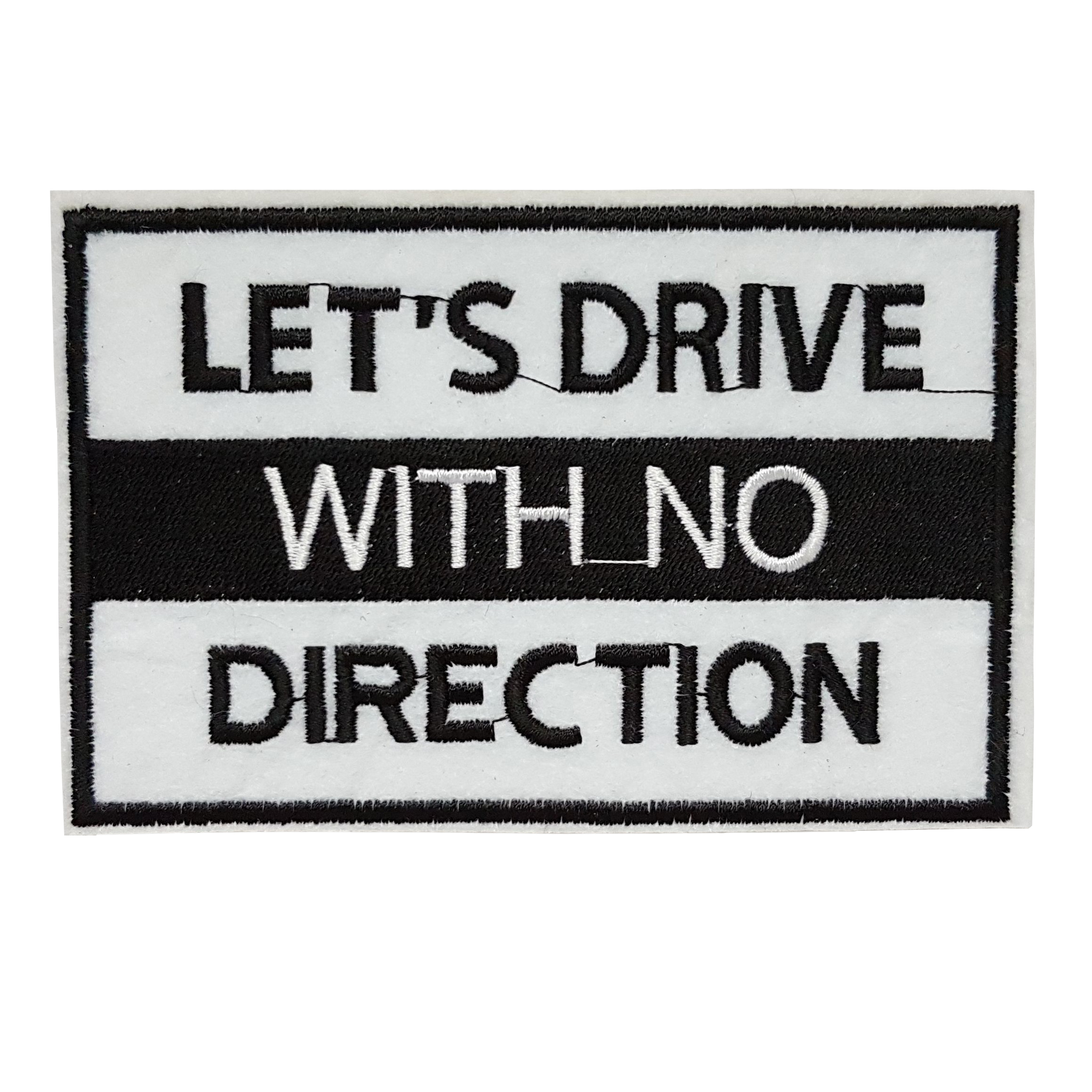 Patch écusson thermcollant biker motard let's drive with no direction roulons vers l'inconnu