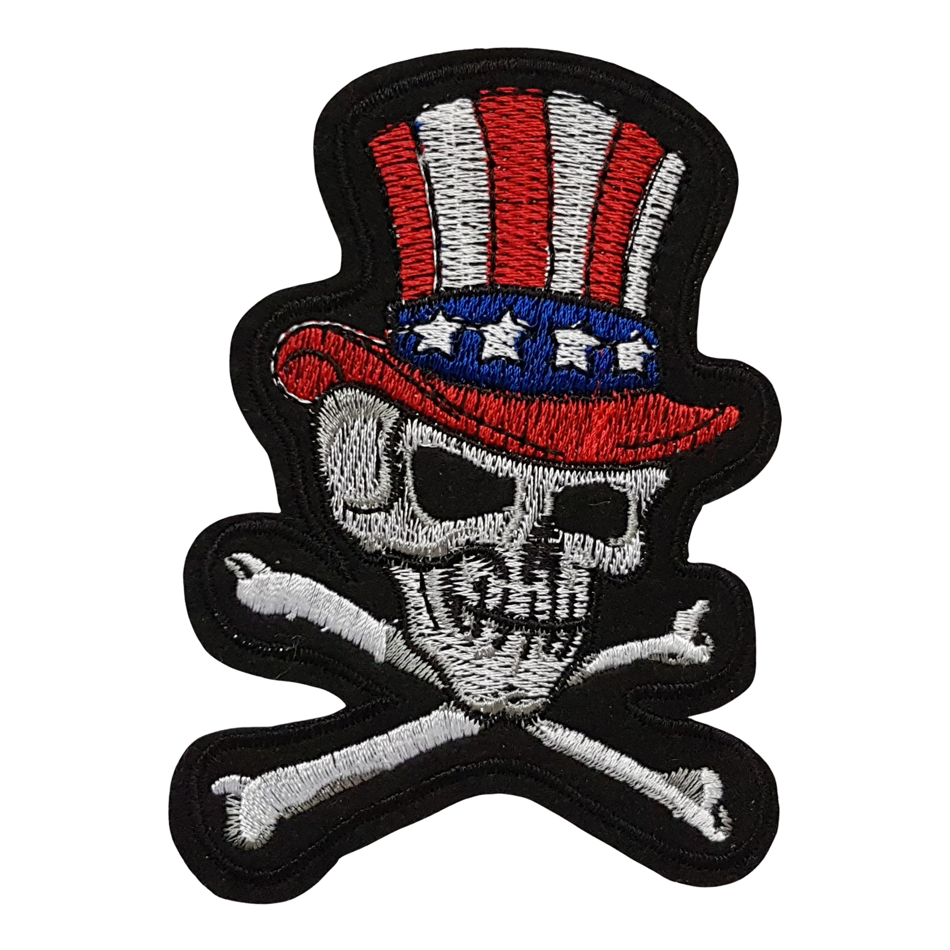 Patch écusson tête de mort chapeau haut de forme skull crane os américain USA US
