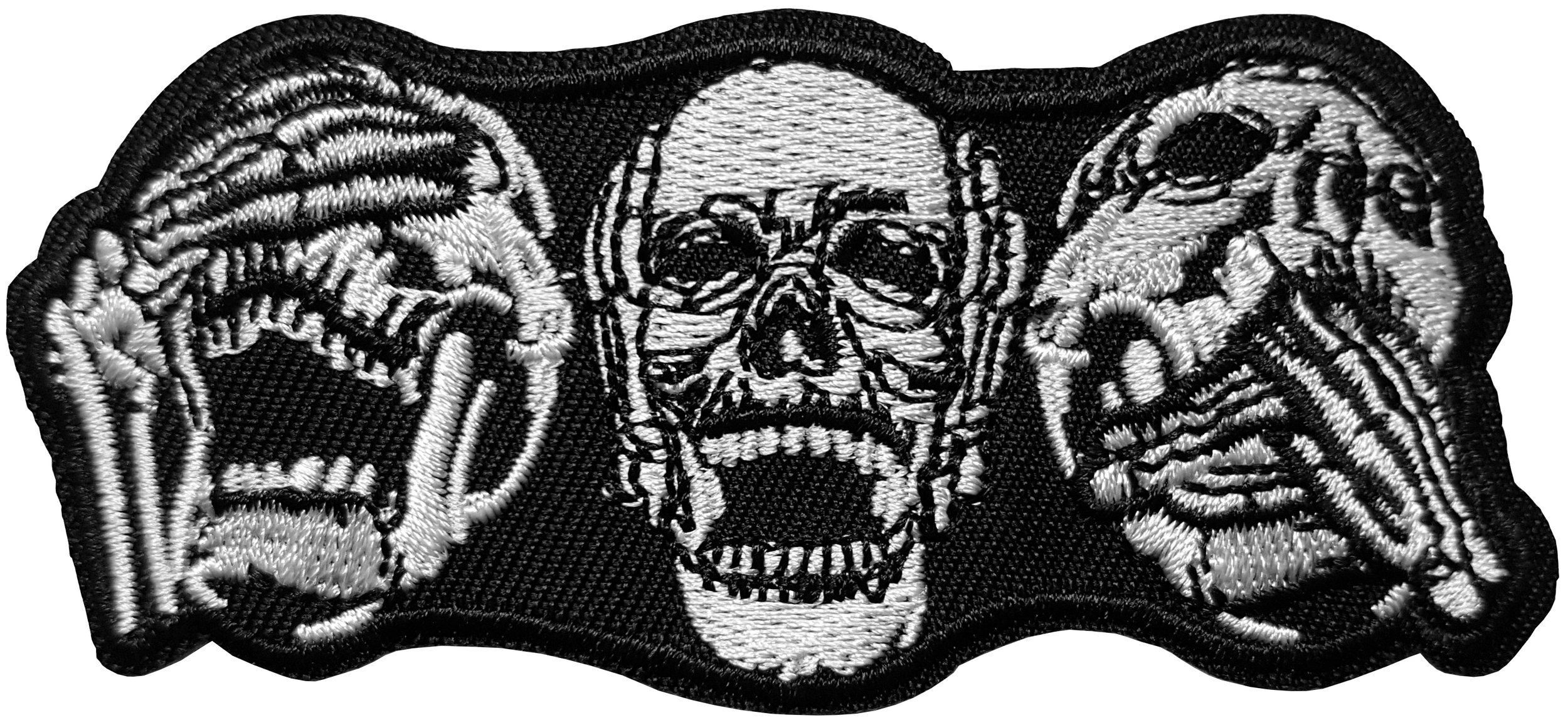Patch Thermocollant Têtes de Mort Trois Singes de la Sagesse écusson tissu crane skull