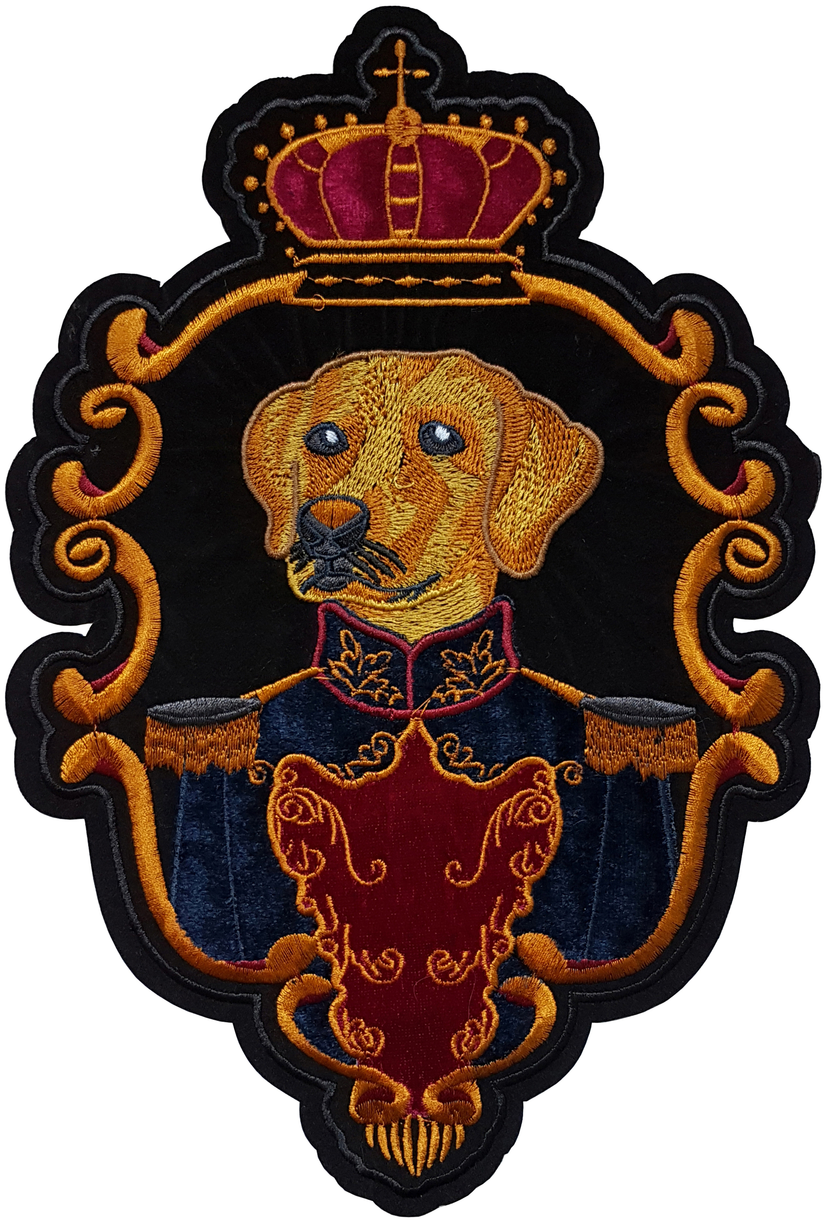 Grand Patch à Coudre Chien Labrador Couronne de Roi