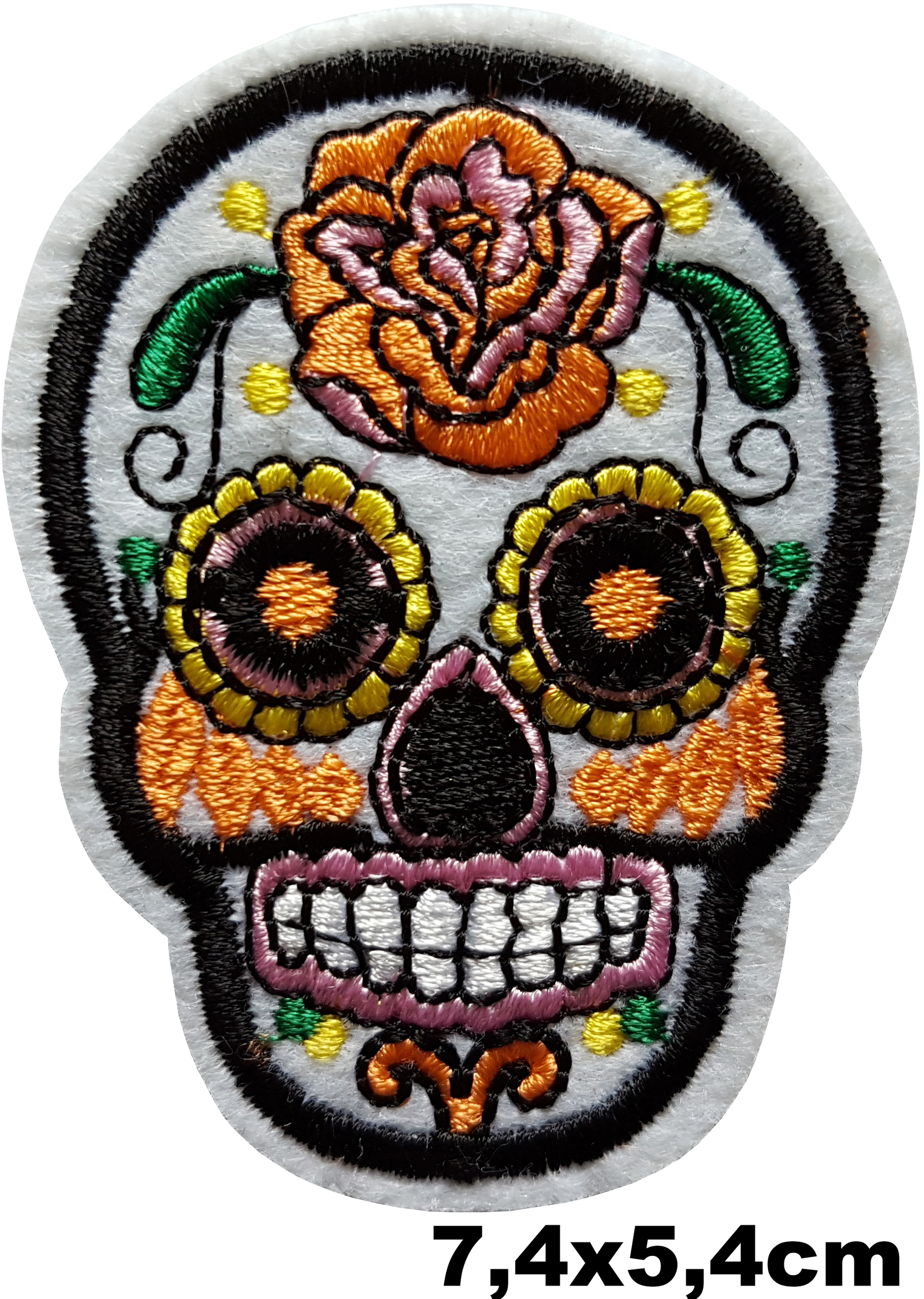 Patch Thermocollant Calavera Blanche Fleur Rose