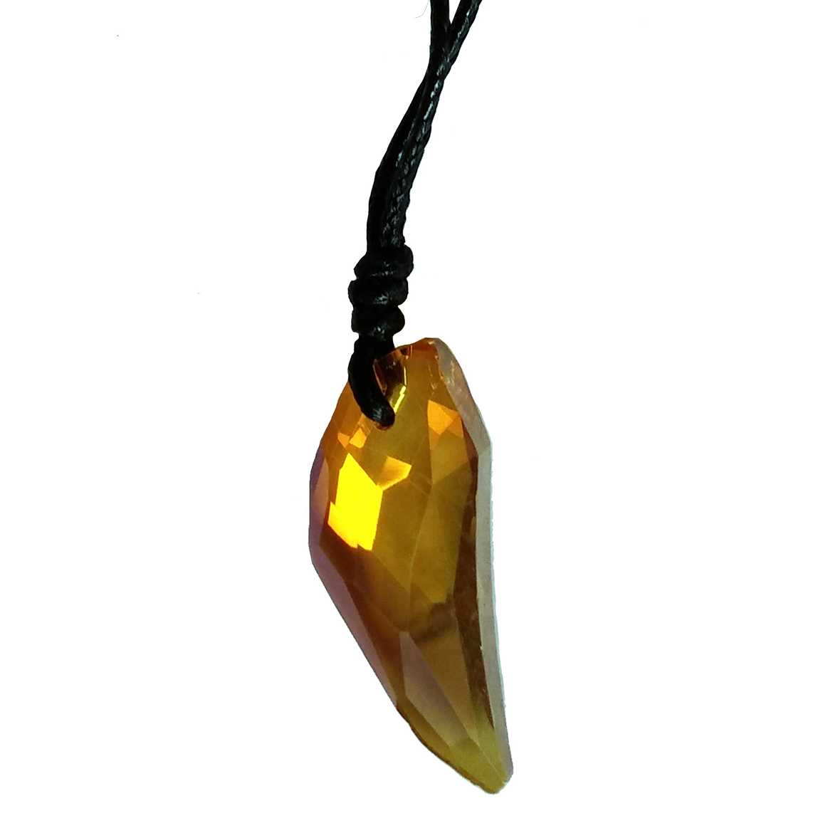 Collier Pendentif Dent de Loup Zirconium Cubique Jaune Foncé