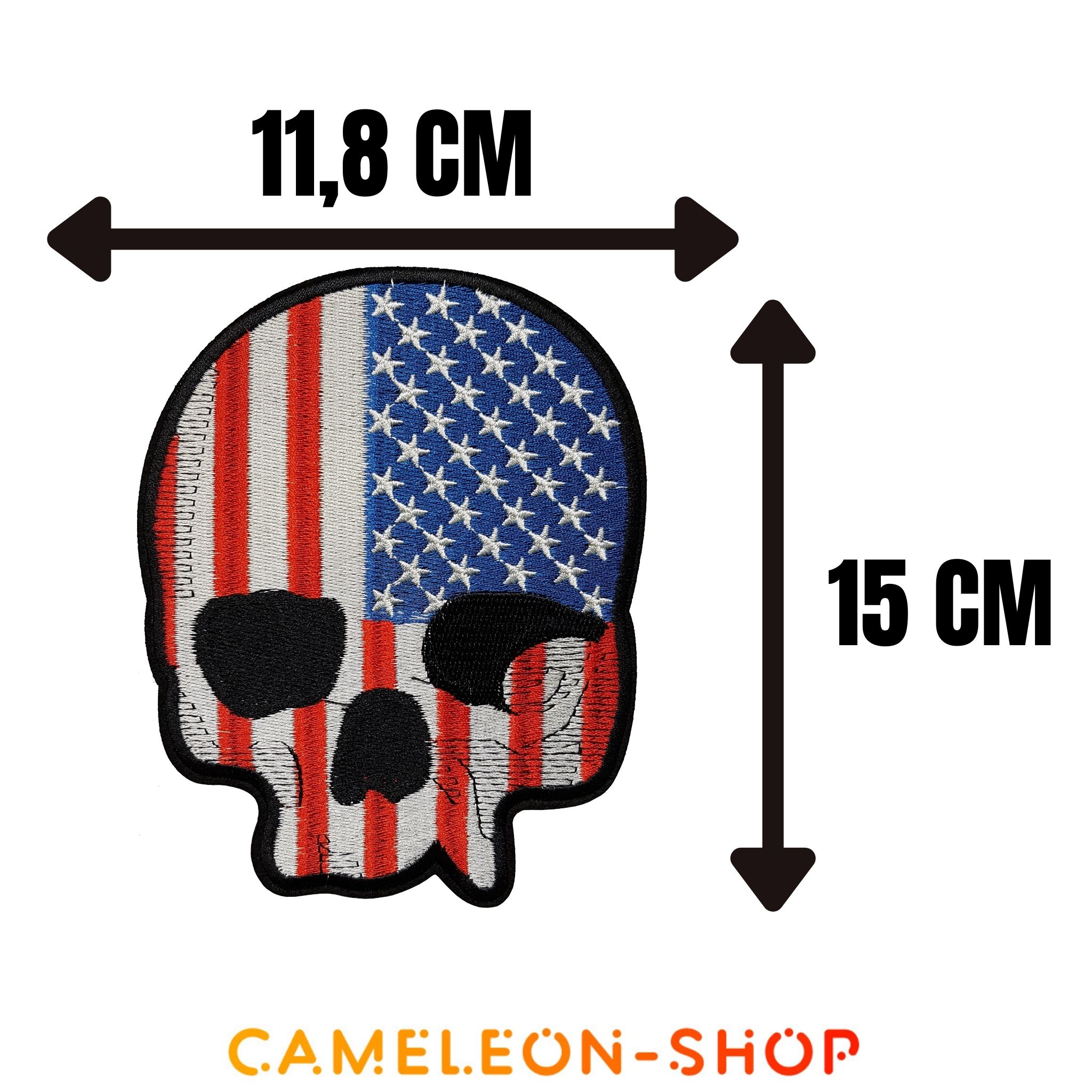 Grand patch crane skull  tête de mort drapeau US 2